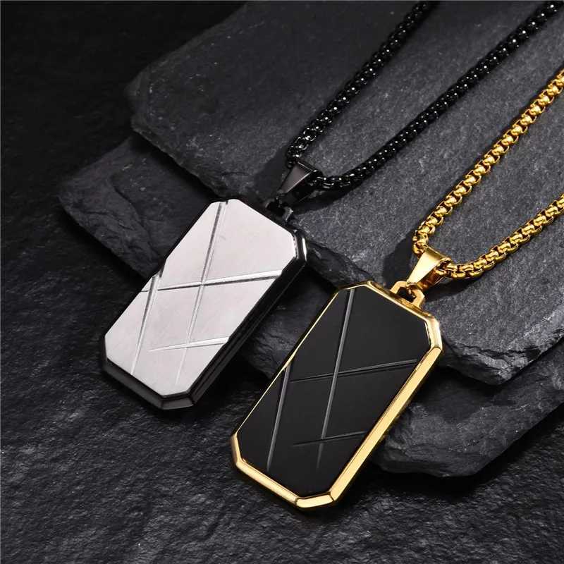ZORCVENS New Fashion Dog Tag Necklaces for Men BoysStainless Steel Square Pendant Necklace Hip Hop Rock Punk Cool JewelryX241122