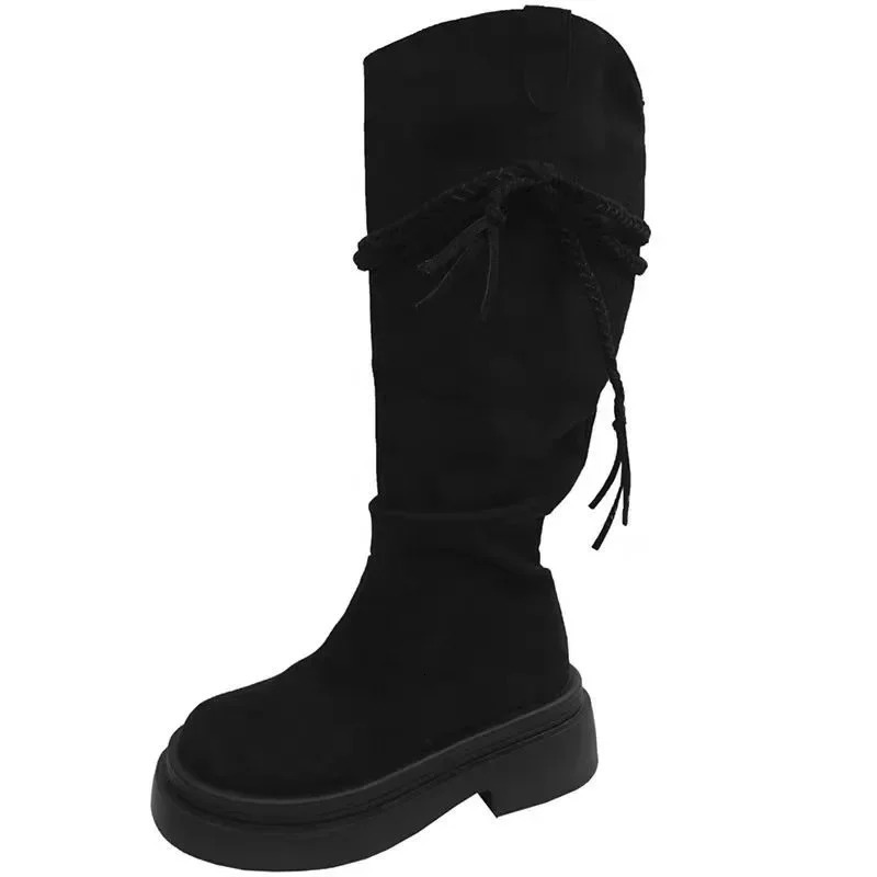 womens shoes selling cross style womens shoes fashionable round toe modern womens shoes winter solid knee high boots Zapatos 241122