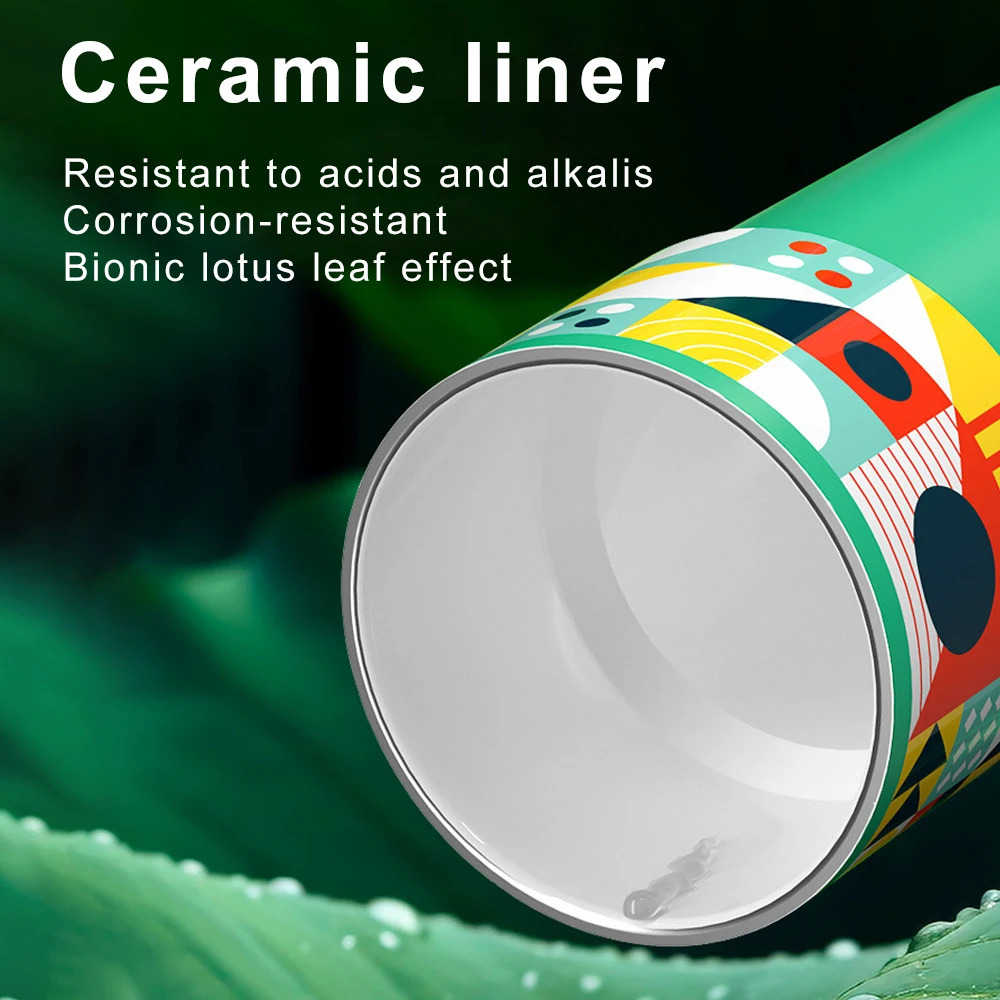 stampup 410ML Ceramic Liner Thermos Coffee Cup Double Wall Stainless Steel Insulated Cups For Thermal Mug Tumbler Gifts 241121 W260226