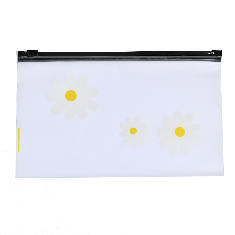 Daisy zipper bag hair loop packaging bag Korean version small fresh semi transparent frosted plastic bag spot wholesale
