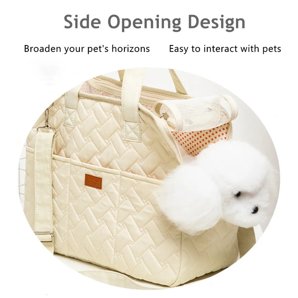 Hanpanda Four Season Large Space Breathable Side Opening Carrier For Dogs Portable Cat Canvas Shoulder Bag Pet Travel Supplies 240422