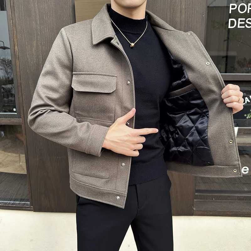 New Arrival Mens wool coat mens spring and autumn Korean version lapel wool coat winter thick casual jacket mens clothing 4XL-M Z241122