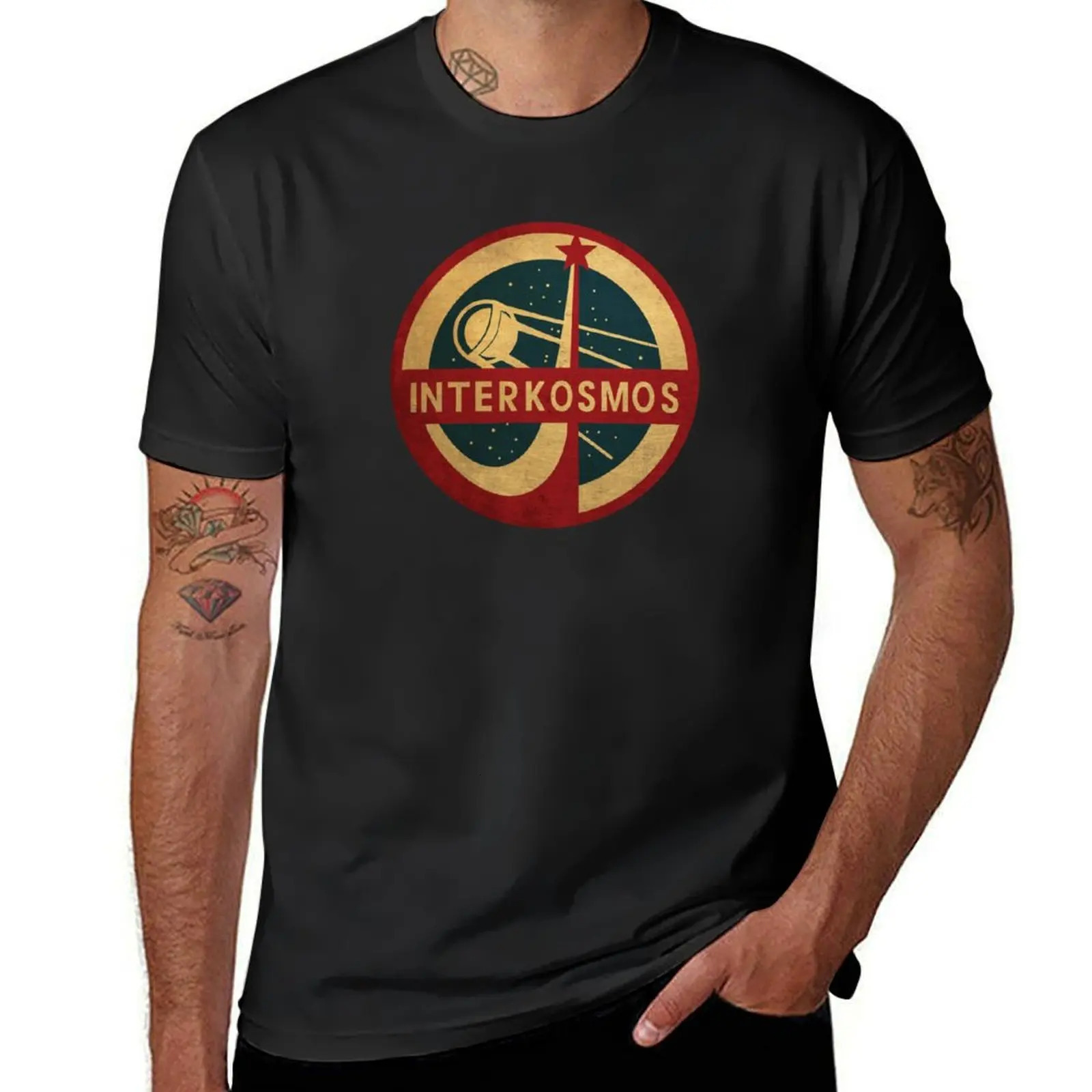 Vintage Interkosmos space program Sputnik Satellite TShirt hippie clothes plain customs mens graphic tshirts funny 240419