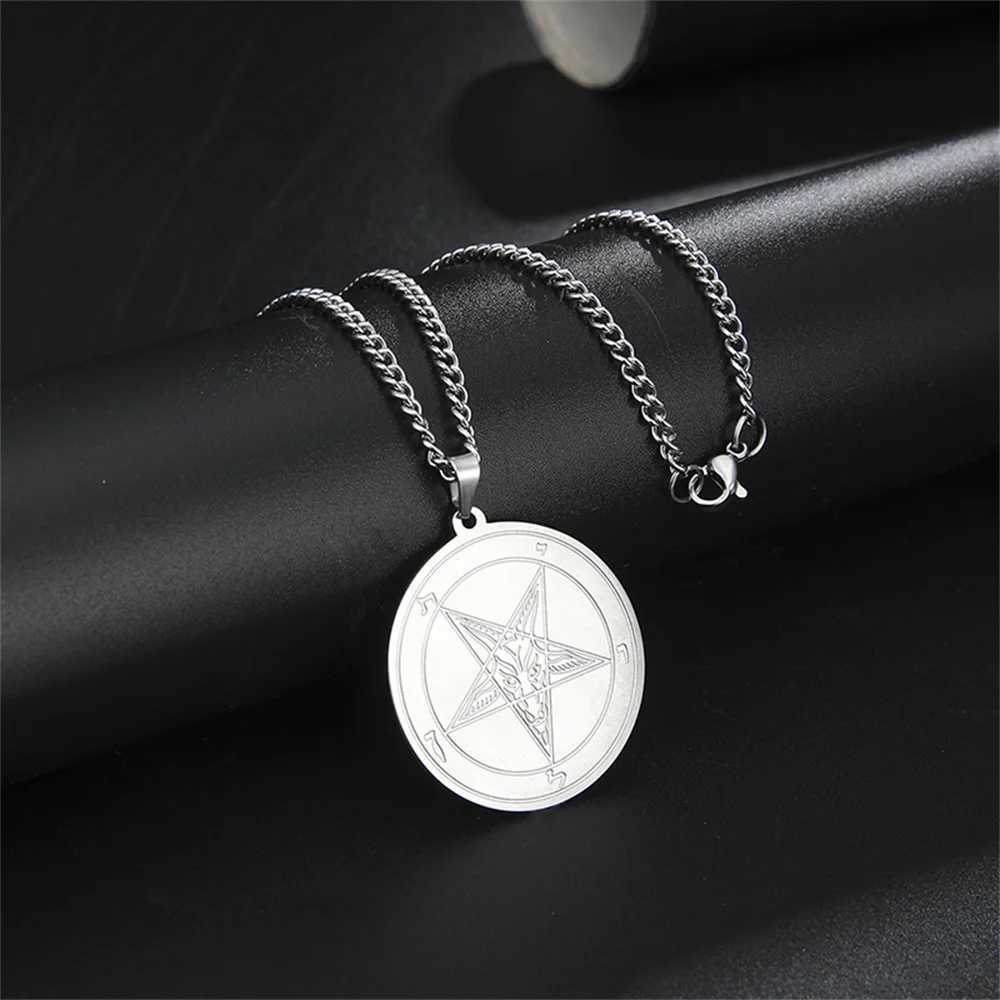 EUEAVAN Large Talisman Baphomet Necklace Goth Pagan Pentagram Amulet Symbol of Evil Stand-in for Satan Necklaces Goat JewelryX241122