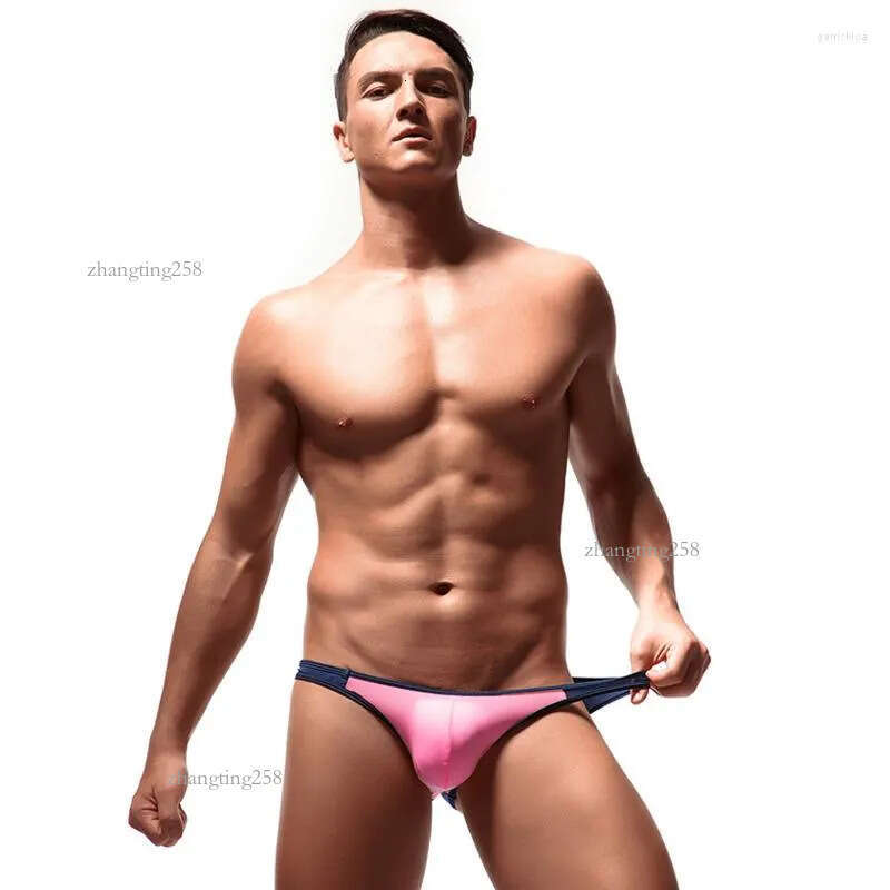 Underpants Soft Ice Silk Mens Briefs Sexy Gay Men Underwear Low Waist Male Underware Sungas Panties Contrast Color Lingerie Man Under Wear
