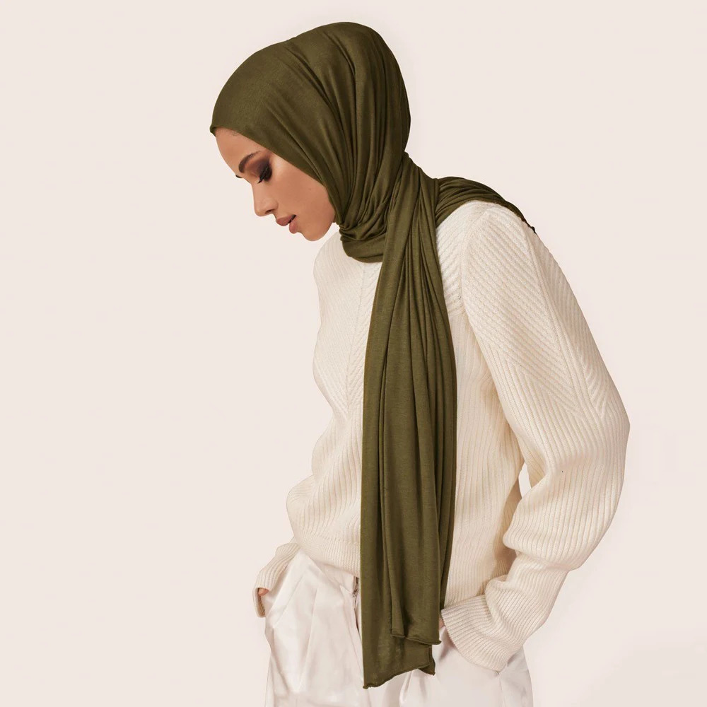 Fashion Modal Cotton Jersey Hijab Scarf Long Muslim Shawl Plain Soft Turban Tie Head Wraps For Women Africa Headband 170x60cm 240423