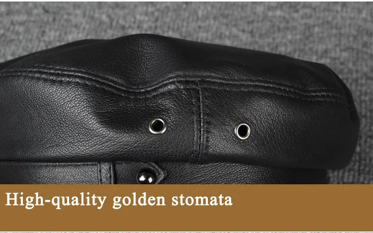 100% Leather hat Men Women Unisex Students Navy Caps Homme Locomotive Duck Tongue Flat Top Gorras sboy Korean Fashion Chapeu 241122