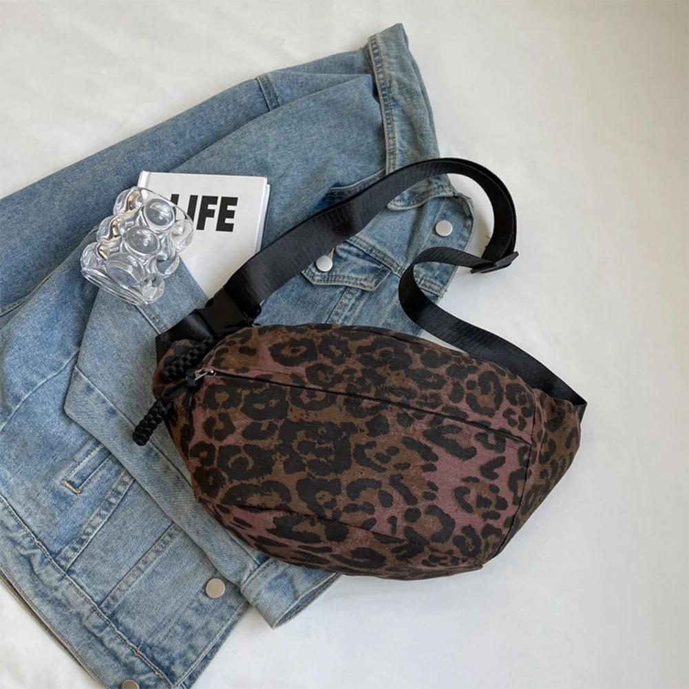 Leopard Print Waist Bag Stylish Waist Pack Large Capacity Trendy Fanny Pack Zip Closure Vintage Belt Bag Outdoor Travel Bag 241122