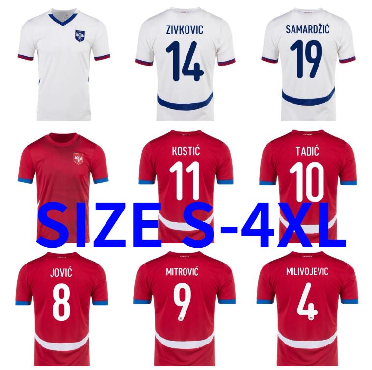 24 25 SERBIA Soccer Jersey Vlahovic MILIVOJEVIC 2024 2025 MITROVIC Kostic TADIC KOLAROV SERGEL JOVIC Men national team Football Shirt uniforms