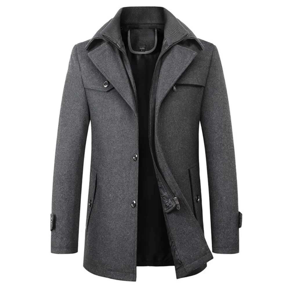 Mens Pea Coat Autumn/Winter New Collection Mens Wool Coat Double Layer Coat Mens Trench Coat M241122