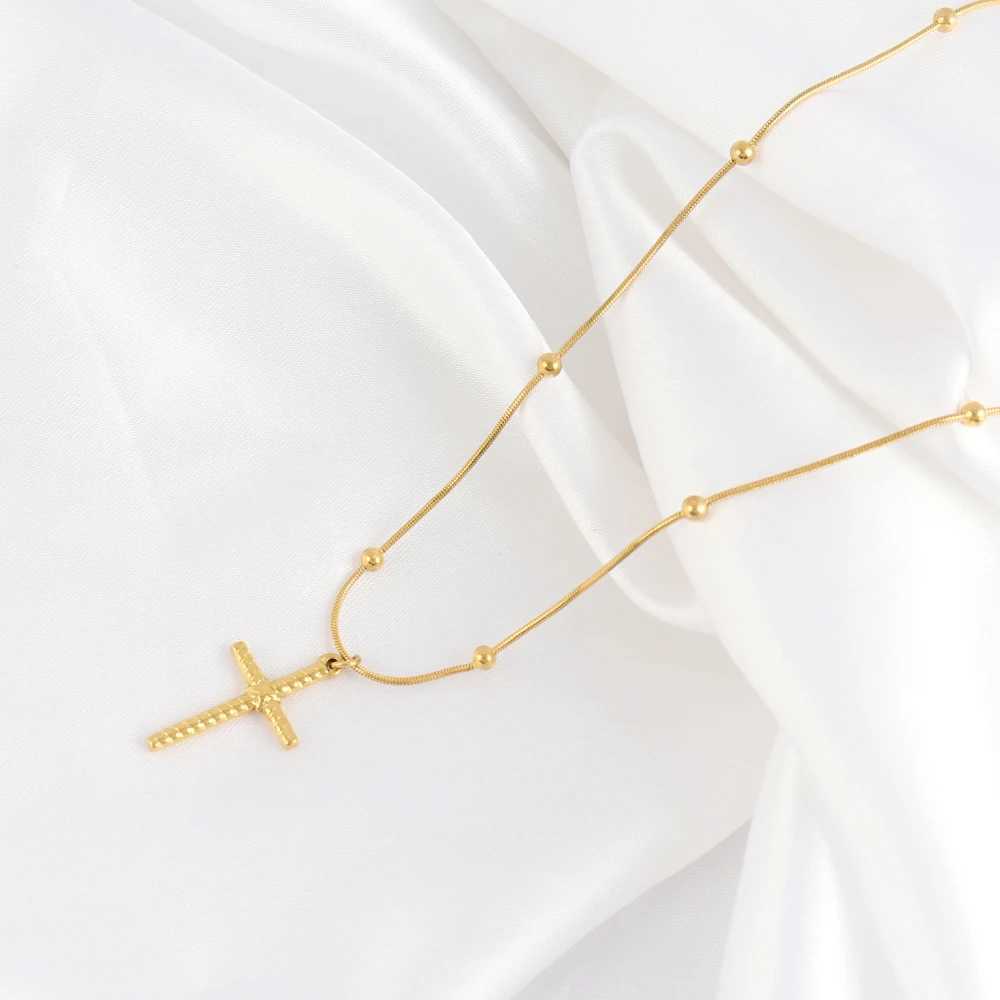 18k Gold Plated Stainl Steel Snake Chain Choker Necklace For Woman Cross Pendants Necklaces Gifts Men Jewelry WholesaleX241123