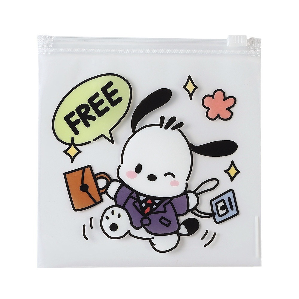 Cute cartoon self sealing bag transparent candy snacks gift zipper office desktop storage flat pocke