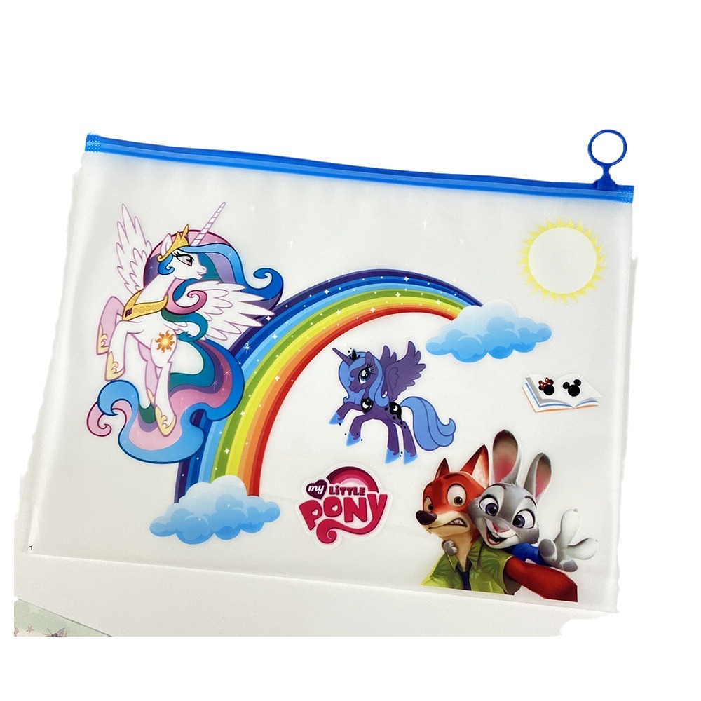 Children's favorite cartoon anime rainbow unicorn stationery storage bag student jewelry headband hair clip packaging bag