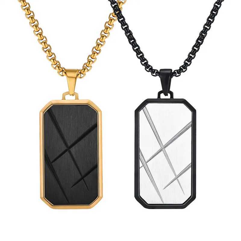 ZORCVENS New Fashion Dog Tag Necklaces for Men BoysStainless Steel Square Pendant Necklace Hip Hop Rock Punk Cool JewelryX241122