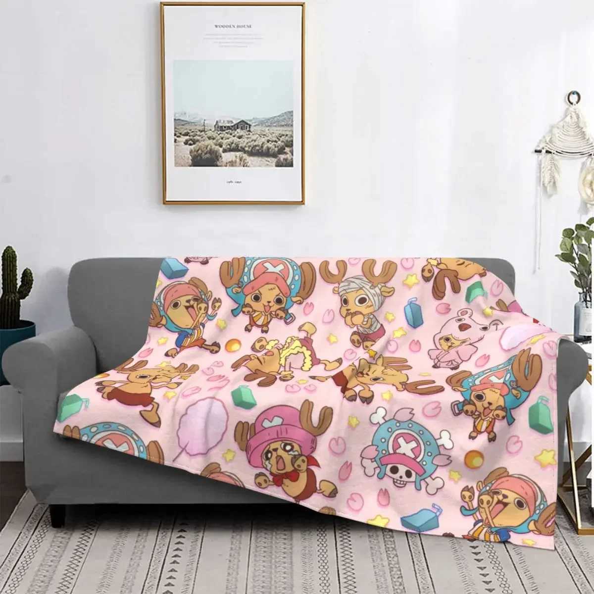 One-Piece Tony Chopper Blanket Coral Fleece Plush Summer Pirate Anime ltifunction Super Warm Throw Blankets for HomeC241122