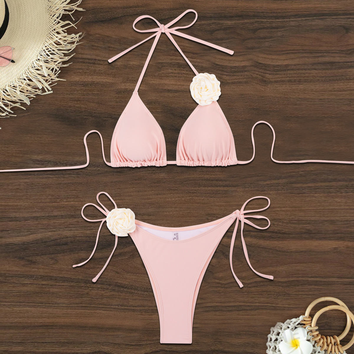 bikini swimwear bathing suits women Bikini set Polyester Solid Low Waist Beach Print Scrunch Halter Low-back Sexy bikini swimwear bikini