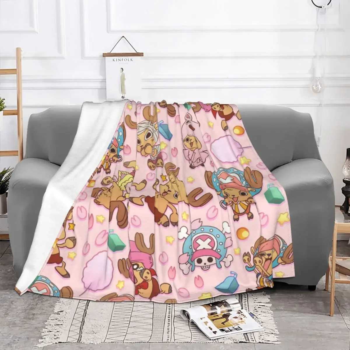 One-Piece Tony Chopper Blanket Coral Fleece Plush Summer Pirate Anime ltifunction Super Warm Throw Blankets for HomeC241122