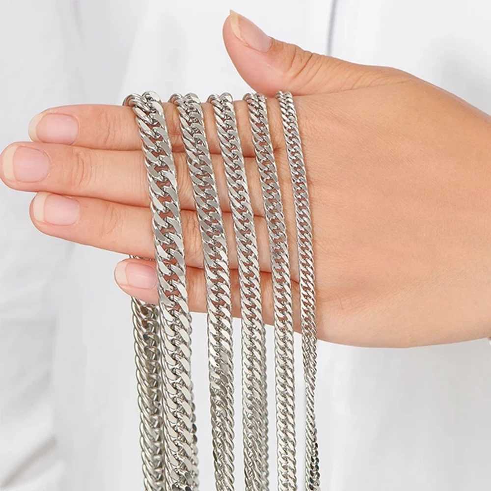 HIYEE 3mm/4mm/5mm/6mm/7mm/8mm Stainless Steel Cuban Link Chains Classic for Men Boy Curb Chunky Necklace Jewelry 14 to 28 InchesX241122