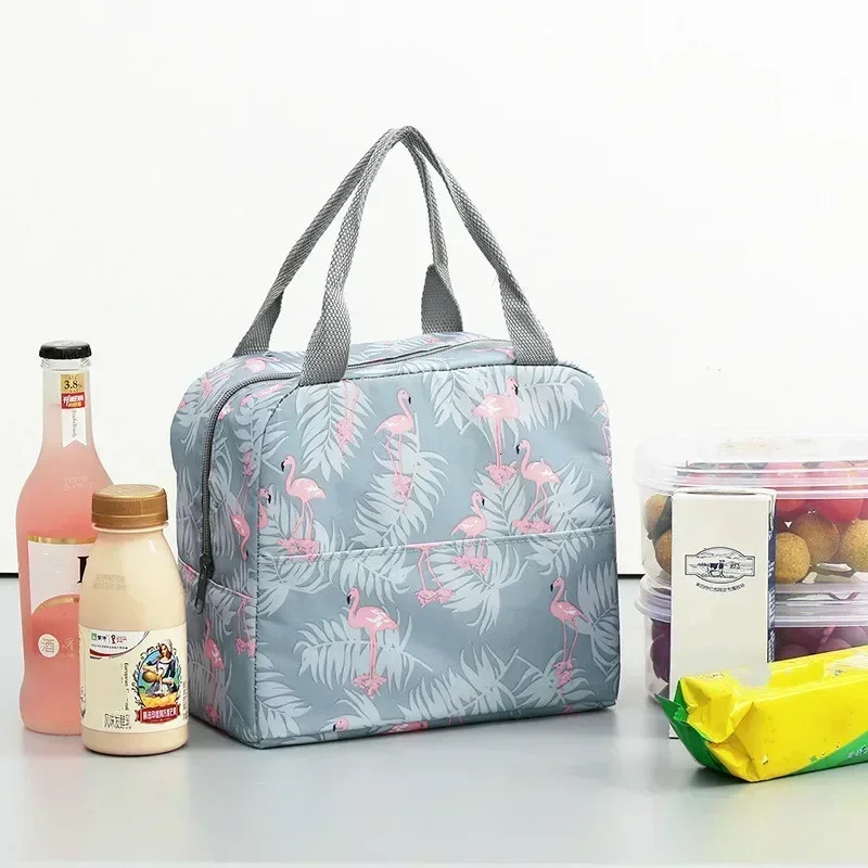 Functional Pattern Cooler Lunch Box Portable Insulated Canvas Bag Thermal Food Picnic Bags For Women Kids 241122
