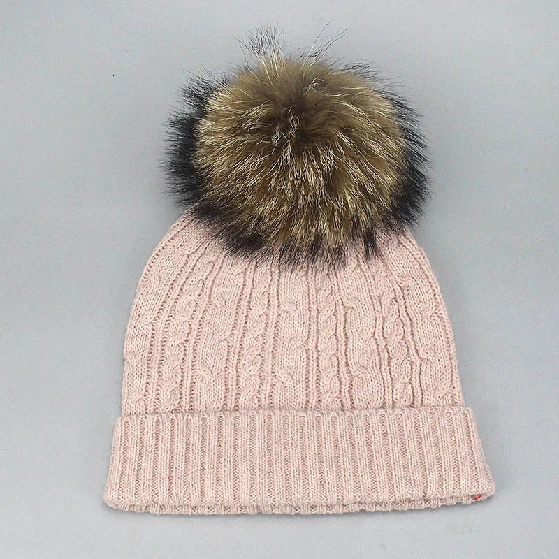 Real Fur Pompom Winter Knitted Hats For Women Hat Scarf Glove Set 3 Piece Sets Twist stripes Cap Gorros Bonnet Beanie Skullies 241122