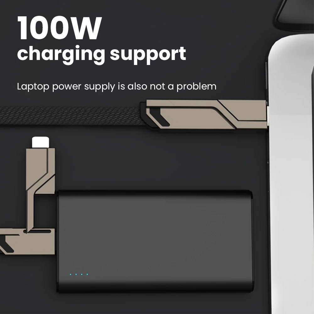 4 In 1 Fast Charging Cable 100W USB Type-C Cable Charging Cable For Huawei Samsung IPhone PD Power Bank USB C Cable Charger USB Date Cord 0.3m 1m 1.5m