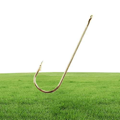 Fishing Hooks 500pcs Long Shank Aberdeen Fresh Water Living Baits Hook Fish Jig PanFish Crappie Tackle Gold