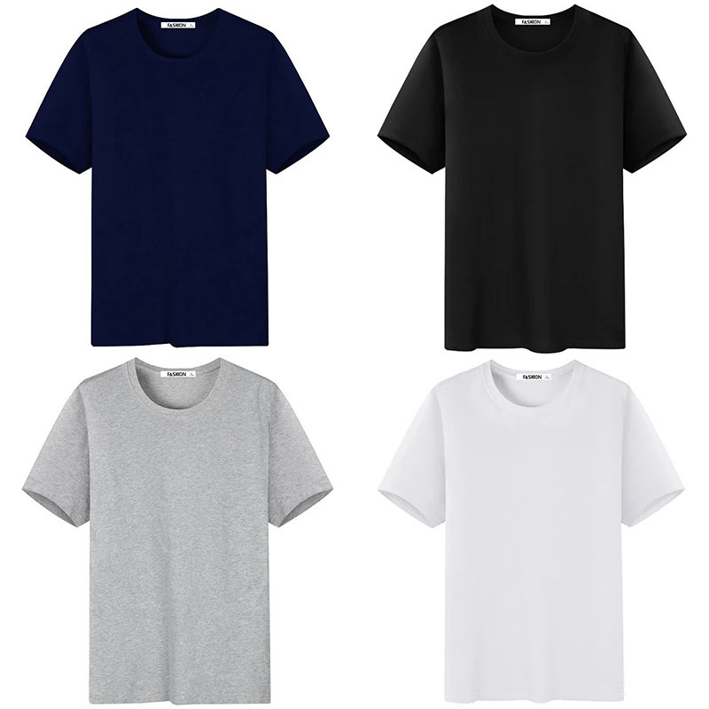 Wholesale DropShip 100 Cotton Summer Soft Slim Short Sleeve TShirt Men Plain Tee Standard Blank T Shirt Ins Tees Top 240419