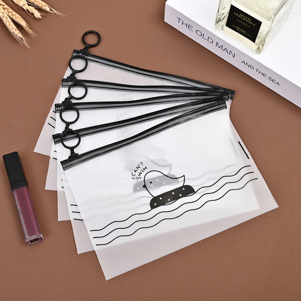 Creative cartoon chicken semi transparent ring bag travel portable storage bag rubber band underwear zipper packaging bag