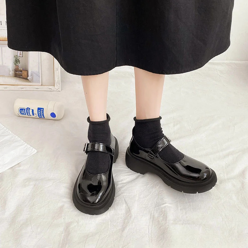 Mary Jane Small Leather Shoes for Women Korean Style Versatile Retro British Thick Sole Spring and Summer 241122
