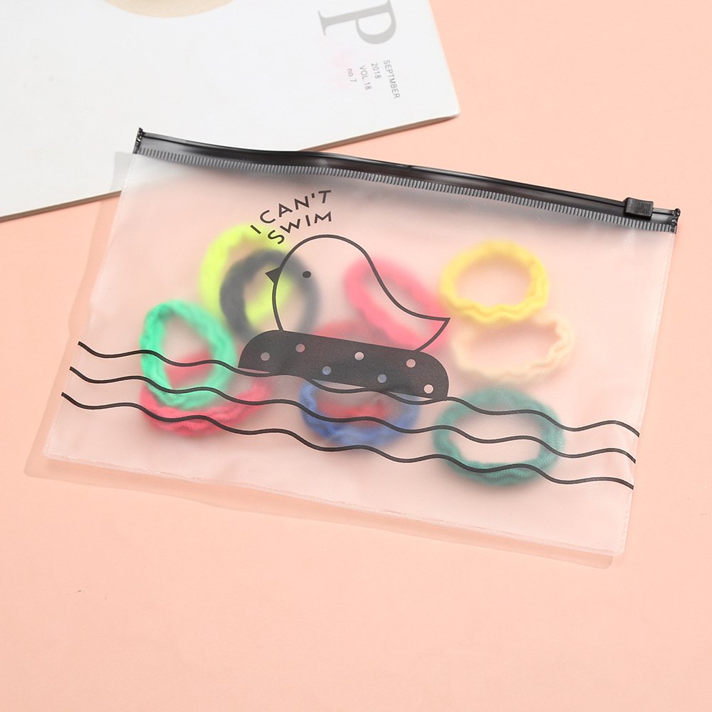 Creative cartoon chicken semi transparent ring bag travel portable storage bag rubber band underwear zipper packaging bag