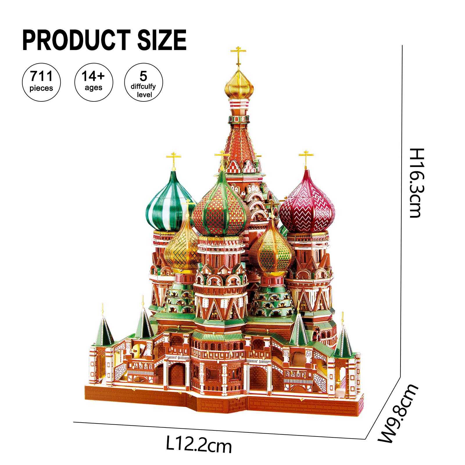 brand 3D Metal Puzzle Saint Basils Cathedral Model Architecture Kit Puzzle Youth Dice Toy X2411221