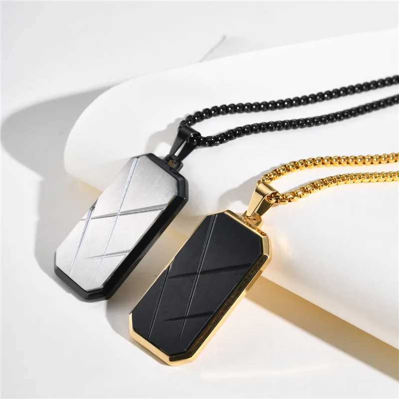 ZORCVENS New Fashion Dog Tag Necklaces for Men BoysStainless Steel Square Pendant Necklace Hip Hop Rock Punk Cool JewelryX241122