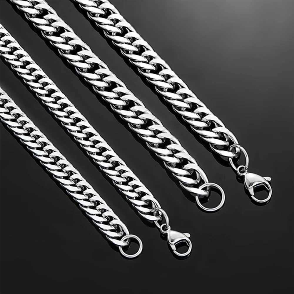 HIYEE 3mm/4mm/5mm/6mm/7mm/8mm Stainless Steel Cuban Link Chains Classic for Men Boy Curb Chunky Necklace Jewelry 14 to 28 InchesX241122