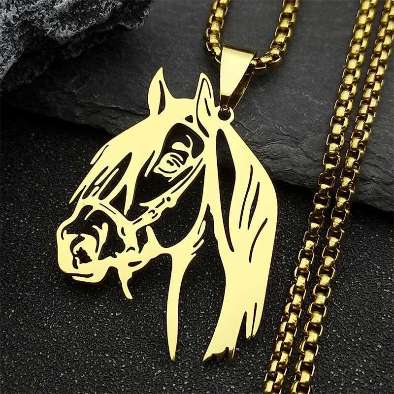 Horse Head Pendant Necklace for Women/Men Stainless Steel Animal Accessories Chain Necklaces Gift Jewelry colar masculino N2026X241122
