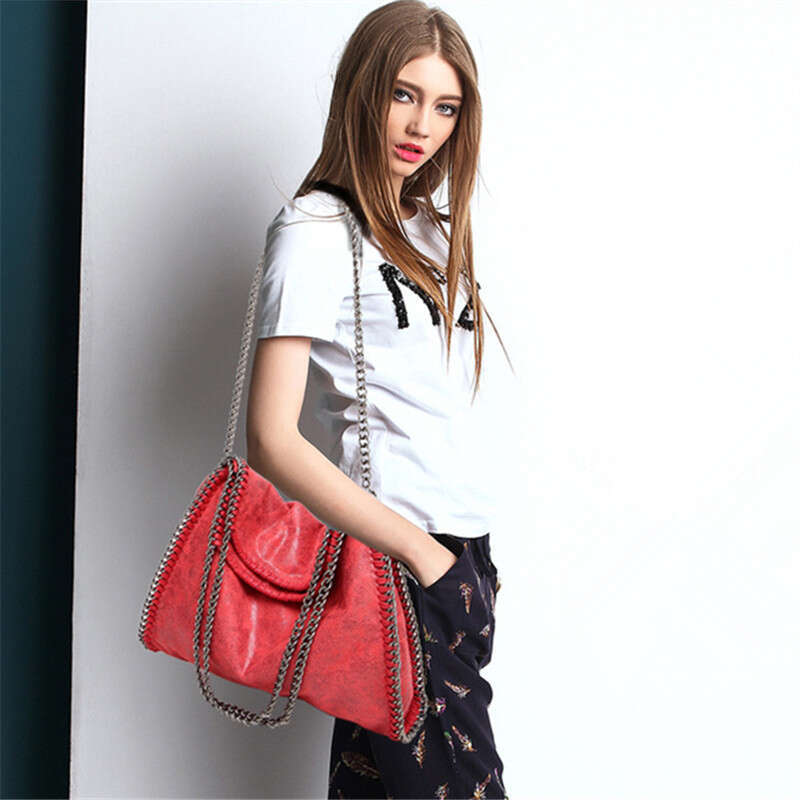 Fashion New Women's Chain Shoulder Large Capacity Crossbody Tote Bag Female Foldable Solid Color Handbags Shopping Bags