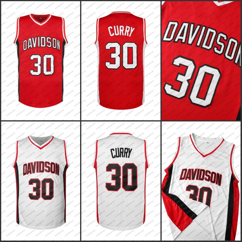 DAVIDSON #30 Curry Men's Basketball Jersey Sweatshirt - Embroidered Movie Mesh Letters & Numbers, Crew Neck Sleeveless Training Vest, Loose Fit A