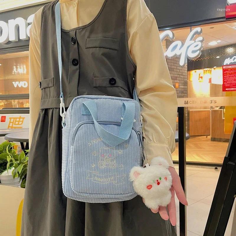 2025 NEW Evening Bags Women Corduroy Crossbody Cute Bear Transparent Design Canvas Zipper Shoulder Messenger Bag Phone Money Handbags For Girls zhanyi