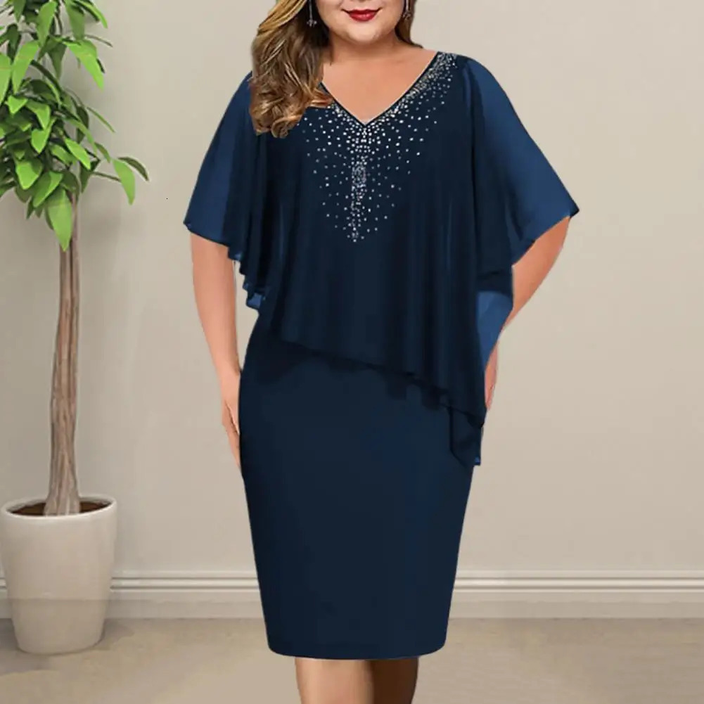 Women Plus Size Dresses for Banquet Irregular Bodycon Chiffon Ball Prom Party Midi Dress Dres Garment 240422