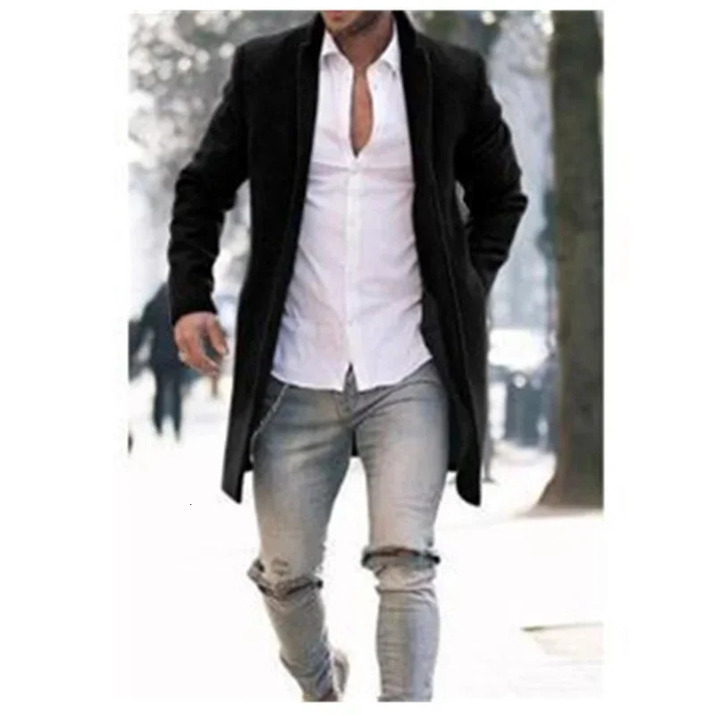 MRMT Mens Windproof Coat Mens Fashion Business Coat Medium length Womens Coat Wool Coat 241118