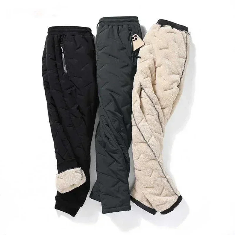 Cotton Pants Men Winter Lambswool Padded Thickened Warm Hundreds of Large Size Windproof Down y241120