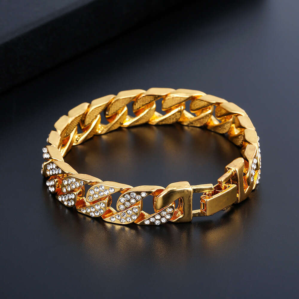 Fashionable Full Dia Cuban Chain Necklace Exaggerated Hiphop Bracelet Jewelry