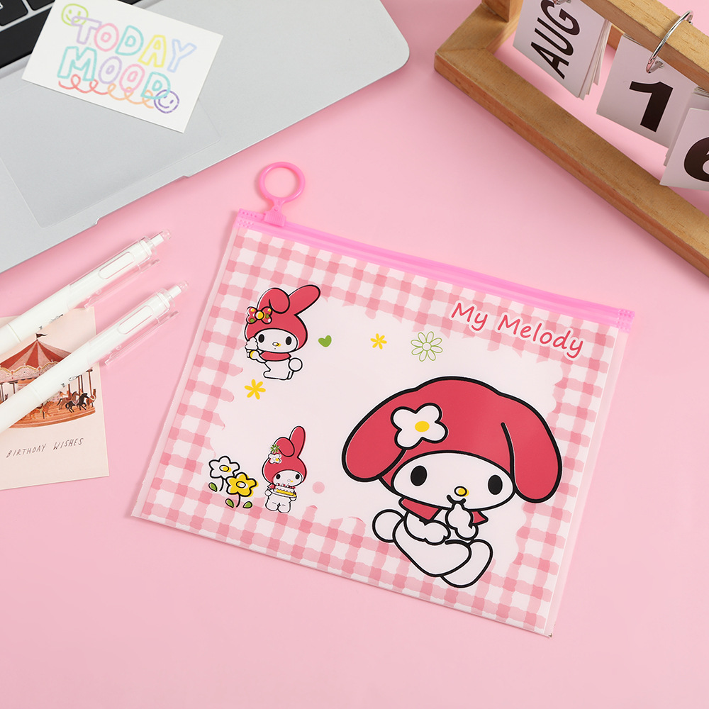 Cartoon style fresh plastic zipper bag cute and high-value student file bag large capacity data stationery self sealing bag