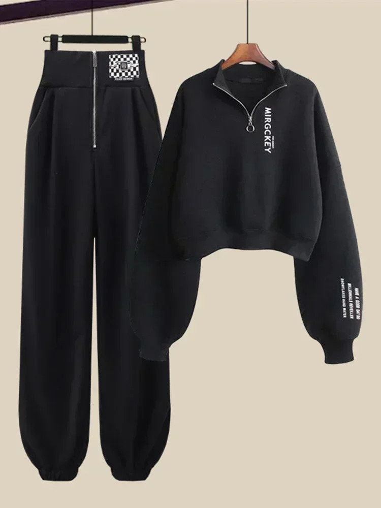 Women Casual Sport Suit Spring Autumn Fashion Pullover High Waist Jogger Leisure Sweatpants Female Running 2 Piece Sets 241121