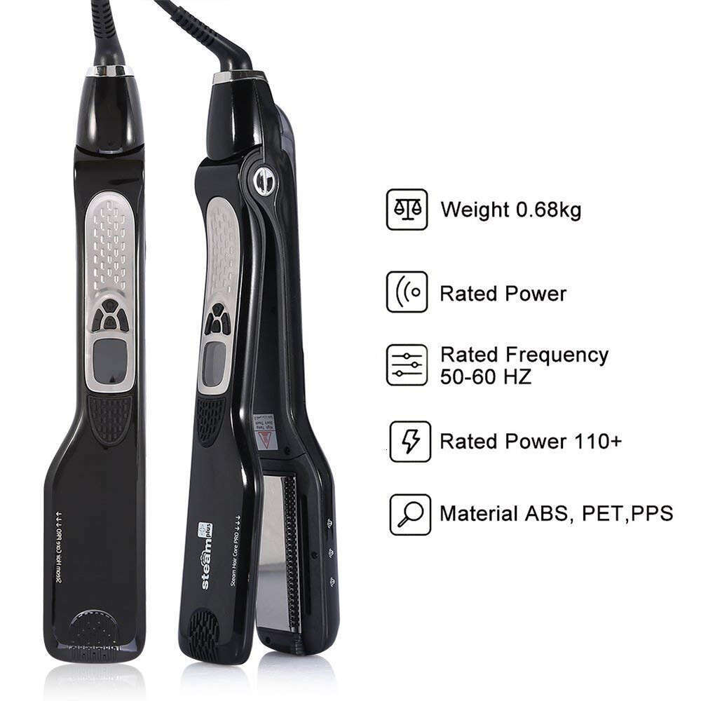 Steam Professional Flat Straightening Electric Heating Brush Ceramic Hair Iron Straightener