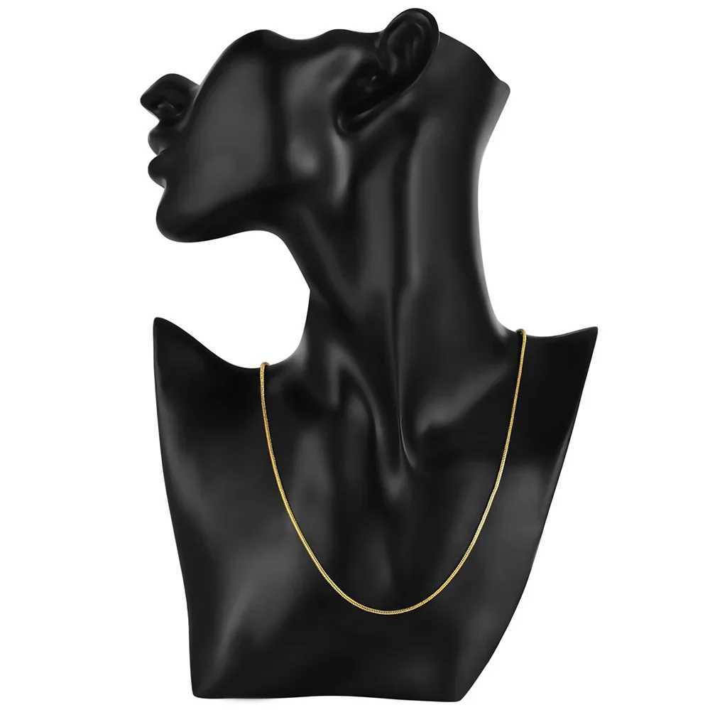 New 925 Sterling Silver 1MM Snake Chain 18K gold color Necklaces 16/18/20/22/24/26/28/30 Inches Women Men Jewelry Gifts XJ250620