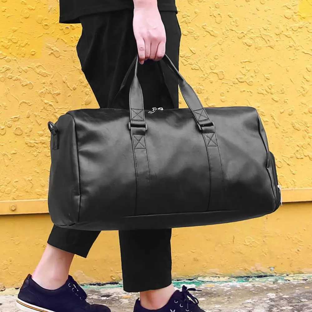 Unisex Large Capacity Travel Tote Bag Duffle Faux Leather Bag Shoe Lage Gym Fitness Tote Shoulder Bag SportXJ241122