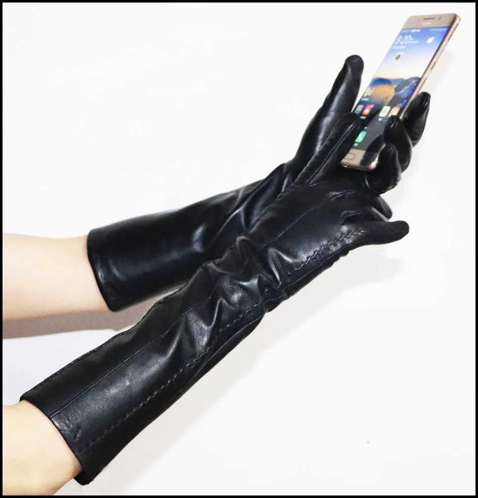 AOTIANYANG genuine leather gloves 100% sheepskin long gloves womens winter warm wool lining elbows arms sleeves color 241122