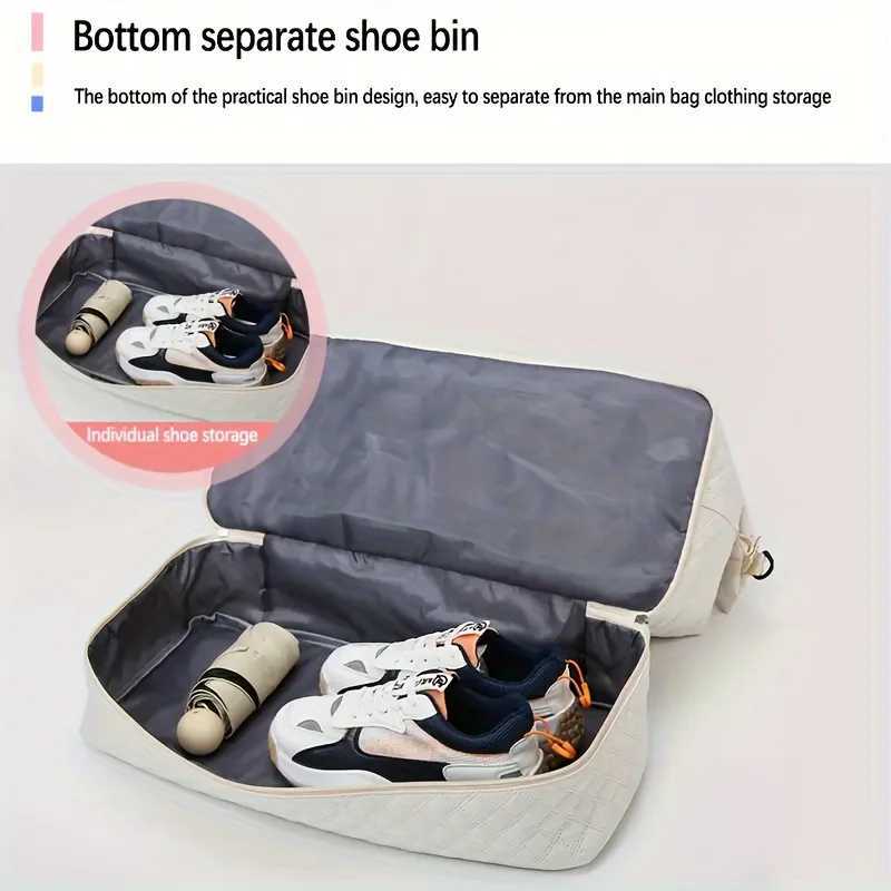 2pcs/set Large Capacity Travel Duffle Bag Sports Fitness Gym Yoga Tote Weekender Overnight Bag Makeup Bag for WomenXJ241122
