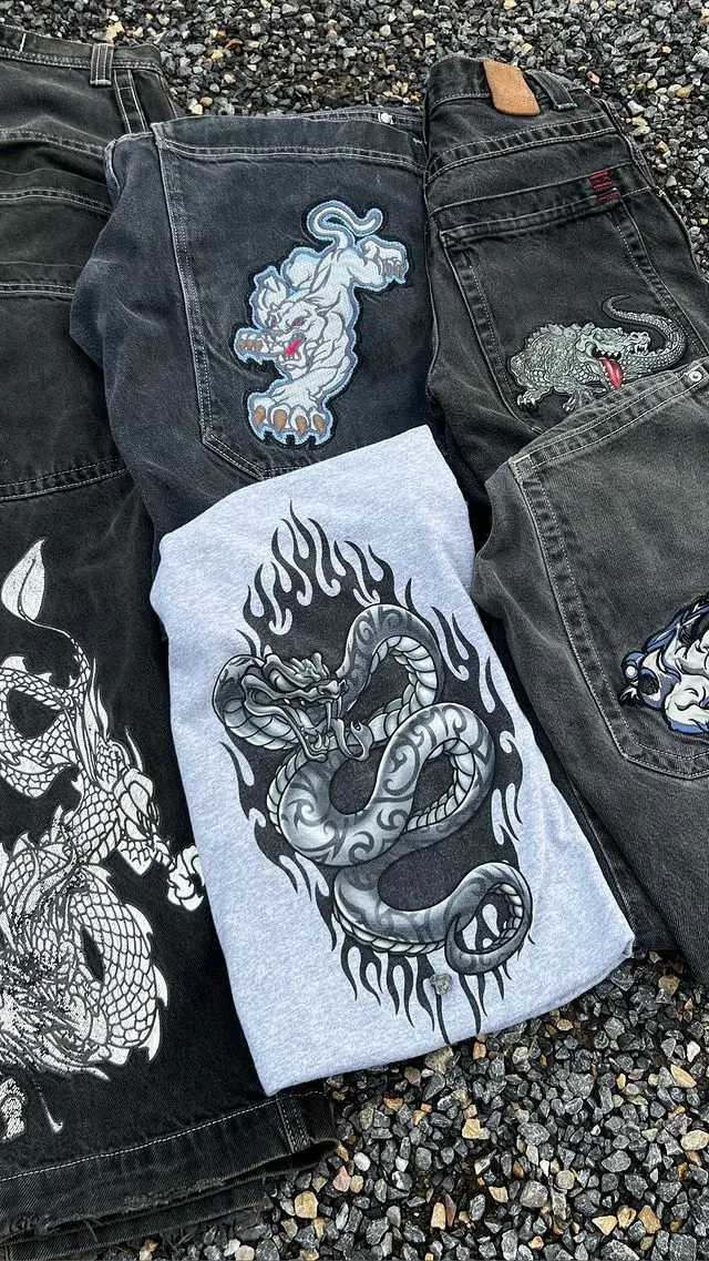 Women's Jeans Vintage jeans jncos y2k pants bag jinco jeans mens ropa jeans 2024 skateboard cargo pants mens y2k wide leg street tweer yq240423