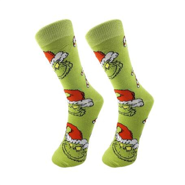 Neutral Christmas Socks Socks Elk Stockings Gift Christmas Decorations Cartoon Grinch colored knit socks